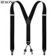 IFSONG 男士西裝正裝背帶夾 3.5CM彈力肩帶 Y型吊褲帶黑白紅多色選背帶 黑色SUS080A