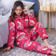 輝豹（HUIBAO）枚紅色夾棉睡衣女春秋季純棉加厚居家服女士秋冬季保暖家居服套裝 G2919#玫紅 L 【建議100-120斤】3層