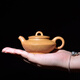 吉羊【斗茶小壺】高溫柴燒窯變紫砂壺宜興純手工功夫茶壺 玉珍壺90ml 黃金段泥