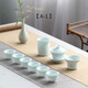 左茗右器 青瓷蓋碗茶杯 景德鎮(zhèn)陶瓷三才杯 泡茶碗 功夫茶具家用泡茶器 富貴粉青茶具A-1套組