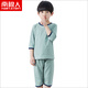 南極人兒童純棉睡衣套裝男童夏季薄款空調服女中大童七分袖家居服寶寶 豆綠-中袖 130（適合116-125身高）