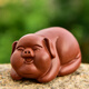 瓷牌茗茶具 創(chuàng)意紫砂茶寵擺件可養(yǎng)生肖小豬茶盤茶臺茶玩茶道茶藝配件 朱泥（福滿）幸福小豬茶寵