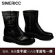 SIMERICC全牛皮羊毛馬靴男士皮毛一體保暖馬丁靴中短真皮騎士靴野戰(zhàn)雪地靴 黑色 41 (255mm)