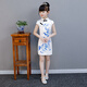 丹鳥王新款兒童旗袍夏季復(fù)古裝洋氣公主裙中國(guó)風(fēng)小女孩寶寶女童旗袍裙子大碼中國(guó)風(fēng)中大童中式表演出服 藍(lán)色花（仿絲綢） 150碼