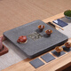 石匠同豐 烏金石茶盤（多尺寸）手工功夫茶臺(tái)茶具托盤 家用辦公室排水茶海套裝 嶺南花窗 火燒面40*40*3cm