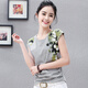艾路絲婷新款夏裝短袖T恤女印花圓領(lǐng)修身體恤TX3393 灰色 L