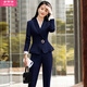 金蒂情 職業(yè)裝女裝套裝春秋小西裝時(shí)尚套裙正裝氣質(zhì)商務(wù)美容院工作服主持藝考上鏡裝 藍色西裝+西褲 L