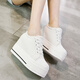 萊然休閑鞋內增高女鞋子2026春秋季新款帆布運動(dòng)鞋時(shí)尚透氣松糕單鞋潮 白色 36