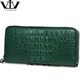 V.V.Brown鱷魚(yú)皮女士手拿包真皮女錢(qián)包手包長(cháng)款錢(qián)包女 綠色