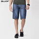BILLION男士牛仔短褲純棉工裝五分褲夏季薄款中褲寬松休閑多口袋B13001 藍色 34