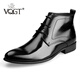 VQGT春季英倫男靴尖頭皮靴正裝高幫皮鞋短靴潮男馬丁靴子系帶 黑色 偏大一碼 39