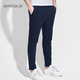 元本秋冬彈力松緊腰休閑褲男士青年修身時(shí)尚簡(jiǎn)約小腳九分褲子 藏藍色 L