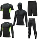 BNWTydhw兒童運動(dòng)緊身衣套裝大童男速干長(cháng)袖健身服女童籃球訓練緊身褲足球 黑綠5件套 26(130-140)