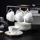 一淘一陶歐式陶瓷杯咖啡杯套裝網(wǎng)紅INS北歐創(chuàng  )意簡(jiǎn)約家用咖啡杯子帶碟不銹鋼勺帶鐵架破損補發(fā) JD-純白羅紋六杯碟金勺配C架