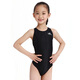 英發(fā)（YINGFA） 競速純色顯瘦女童純色連體三角泳衣訓練比賽兒童泳衣帶去水線(xiàn)938 938-1黑色 XL