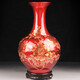 景鑫景德鎮陶瓷花瓶紅色牡丹花瓶富貴竹插花器喬遷家居裝飾品客廳擺件 （中號高38cm）紅賞瓶+底座