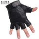 慕蘭陸蓮真皮半指手套男士韓版羊皮騎行手套防滑摩托車(chē)開(kāi)車(chē)手套露指學(xué)生騎車(chē)減震霹靂手套加內襯 黑色 L