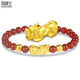 周鼎生珠寶黃金轉運珠貔貅手鏈男女足金999皮丘瑪瑙皮丘路路通手串 6mm紅珠1貔貅2粒金珠1-1.2g