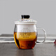 一園 玻璃泡茶杯茶水分離帶蓋陶瓷過(guò)濾單個(gè)人專(zhuān)用家用辦公喝水杯子 時(shí)尚腰鼓杯三件套 花開(kāi)富貴腰鼓杯