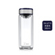 希諾（heenoor）玻璃杯雙層隔熱水杯帶蓋透明杯子男士泡茶杯 6710深藍285ML