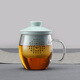 一園 玻璃泡茶杯茶水分離帶蓋陶瓷過(guò)濾單個(gè)人專(zhuān)用家用辦公喝水杯子 時(shí)尚腰鼓杯三件套 影青腰鼓杯