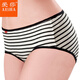 愛(ài)莎內褲2條裝 彈力棉質(zhì)面料時(shí)尚條紋女士中腰三角內褲 隨機混色盒裝 2條 L (160/85)