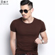伽維德（JIAWEIDE）短袖t恤男純棉夏季男生純色韓版修身圓領(lǐng)半袖體恤緊身大碼打底衫 咖啡色 L(體重115-130斤)