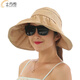 士丹熊遮陽(yáng)帽 帽子女 夏天防紫外線(xiàn)太陽(yáng)帽女士大沿可折疊防曬涼帽 卡其色