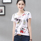 艾路絲婷夏裝新款T恤女裝大象圖案體恤圓領(lǐng)修身短袖印花上衣女TX3376 白色 M