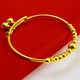 千影珠寶黃色金手鐲寶寶手鐲小孩嬰兒磨砂金鐲子仿金男女轉運珠鈴鐺款送禮送朋友送親人 單件0.15防偽品牌標簽標價(jià)1300