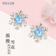 TEUCER925銀耳釘女學(xué)生韓版簡(jiǎn)約氣質(zhì)雪花耳環(huán)時(shí)尚飾品迷你生日女神母親 雪花耳釘（藍鋯石）