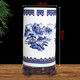 景德鎮陶瓷器花瓶青花瓷箭筒卷軸缸書(shū)畫(huà)桶字畫(huà)收納筒書(shū)房落地擺件 山水 粗款帶底座