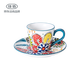 【9成新】佳佰 美式彩繪陶瓷咖啡杯碟套裝 定制禮品茶具 一杯一碟送一勺