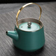 杰藝仿古茶壺提梁壺陶瓷復古泡茶器家用銅把單壺 粗陶過(guò)濾茶水壺 日式手工功夫茶具泡茶壺水壺 古陶【茶壺特大號】T梁壺孔雀綠