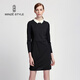 名師路連衣裙秋冬時(shí)尚簡(jiǎn)約條紋拼接針織小黑裙通勤女裝長(cháng)袖連衣裙 88黑色 M