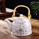 古笙記 大容量陶瓷茶壺家用水壺單壺景德鎮提梁壺中式泡茶壺防爆耐熱 白金蘭藤/1L