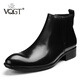VQGT夏季男士高幫皮鞋男靴英倫馬丁靴加絨商務(wù)皮靴靴子男尖頭 黑色 單層 偏大一碼 40