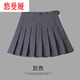 百褶裙女夏季高腰短裙無(wú)內襯格子a字裙半身裙子 灰色 M