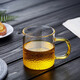 美斯尼 耐熱玻璃杯加厚綠茶杯小茶杯喝水杯子泡茶杯牛奶果汁飲料杯 黃把單只 280ml