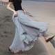 TUOSE半身裙夏季中長(cháng)款雙層雪紡大擺長(cháng)裙顯瘦飄逸海邊度假沙灘仙女裙子 氣質(zhì)灰 均碼 裙長(cháng)90CM