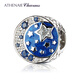 ATHENAIE925銀藍(lán)色琺瑯日月星辰銀珠子吊墜基礎(chǔ)手鏈 閨蜜女友吊墜
