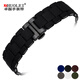 卓磊膠包鋼手表帶適配阿瑪尼AR5890 AR5905 AR5919表鏈男女蝴蝶扣手表配件 黑色黑扣 23mm