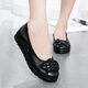 恒有福頭層軟牛皮媽媽鞋舒適軟底淺口圓頭平底豆豆鞋孕婦工作真皮女單鞋 702黑色 37