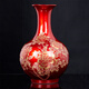 瓷晟景德鎮(zhèn)陶瓷中國紅水晶釉花開富貴牡丹花瓶現(xiàn)代家飾家居工藝品擺件 賞瓶 帶底座