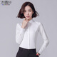 沐晴軒 韓版新款職業(yè)裝春季長(zhǎng)袖襯衫女小領(lǐng)學(xué)生純色襯衣女棉 186長(zhǎng)袖白色 M
