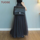 拓澀（TUOSE）收腰網(wǎng)紗夏季新款顯瘦高腰中長(cháng)款韓版大擺黑色沙灘度假A字半身裙 黑色 均碼 長(cháng)度90厘米