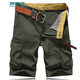 邦帥邁夏季男士短褲五分褲中褲運動(dòng)沙灘工裝褲休閑褲寬松多口袋大碼男褲 軍綠色 36/2尺8
