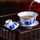 長(zhǎng)物居茶具三才杯蓋碗蓋杯景德鎮(zhèn)純手工手繪青花瓷功夫茶具景德鎮(zhèn)禮盒裝 石榴