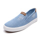 易帝（YIDI）男鞋 時(shí)尚舒適輕便休閑鞋 水洗牛仔低幫套腳帆布鞋 D8053 淺藍 44