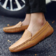 沙弋豆豆鞋男英倫韓版夏季潮流駕車(chē)鞋輕便休閑鞋男樂(lè )福一腳蹬懶人鞋大 黃棕色 40
